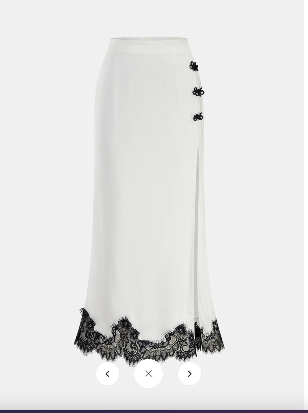 NWT Commense Knot Button Satin Lace Split Maxi Skirt Sz S